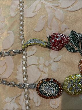 Sassy Jones Multi-Color Pomegranate & Floral Crystal Statement Necklace